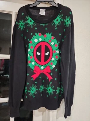 $22.88 • Buy Marvel Men's Deadpool Wreath Ugly Christmas Sweater Size Medium 