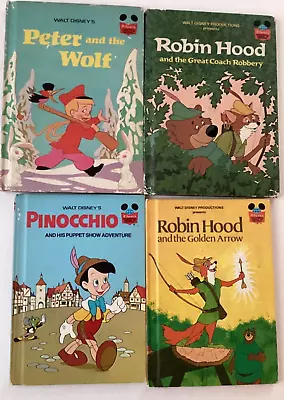 Lot Of 4 Vintage Walt Disney “Wonderful World Of Reading” Disney Books 70’s • $12