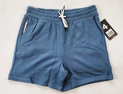 Four Laps Shorts Womens Medium Blue Steel Athletic Fit Rush Short French Terry • £22.05