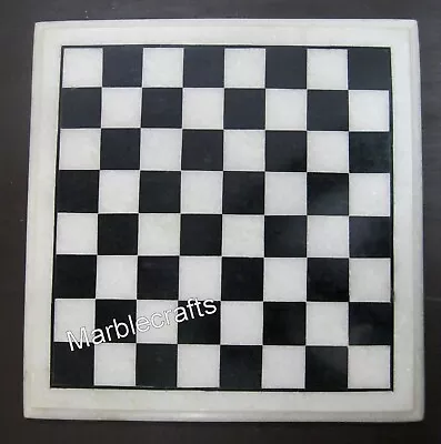 Square Marble Coffee Table Chess Pattern Inlay Work Game Table With Elegant Look • $114.75