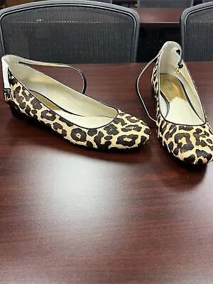 Michael Kors Real Fur Dyed Cow Hair Calf Flats W/1” Heel & Straps Size 10M • $19.90