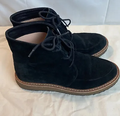J Crew Desert Boots Women’s Sz 7.5 Black Suede Leather Lace Up Shoes Rubber Sole • $32.99