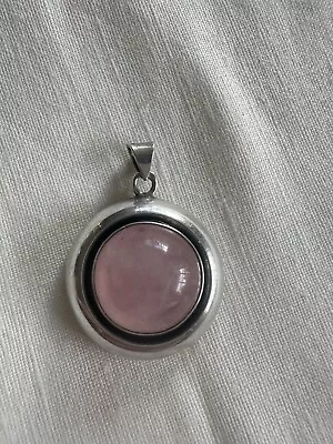 N.E From Vintage  Denmark 925S Sterling Silver Rose Quartz Pendant • $69