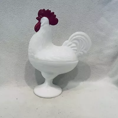 Vintage Westmoreland Milk Glass Standing Rooster Candy Dish • $49.99