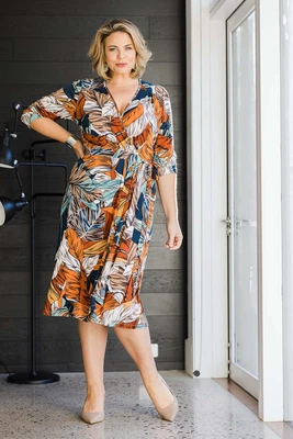 $95 • Buy Belle Bird Womens Knee Length Dresses Belle Faux Long Sleeve Wrap Dress