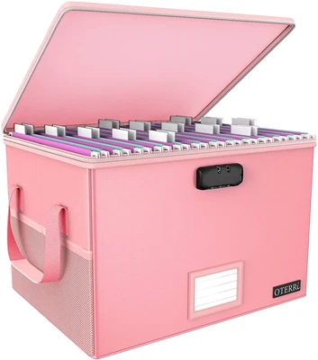 $61.59 • Buy File Box With Lock,Oterri Fireproof Document Box Storage Organizer, Waterproof F