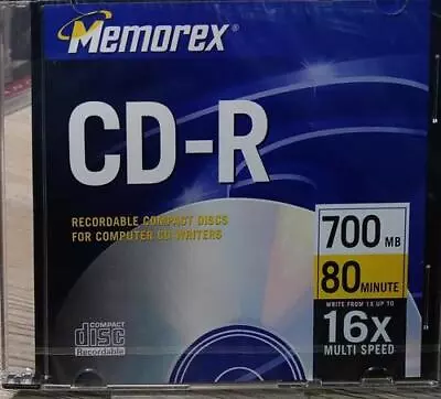Memorex CD-R 700MB 80MIN 16x Multi Speed Single Disc [slimcase] Audio CD • $12.95