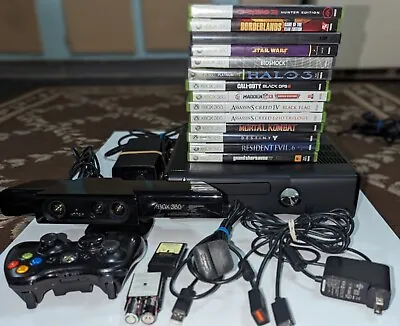 $28 • Buy Xbox 360 Model 1439 250GB Slim Console  With Kinect And 15 Assorted Games