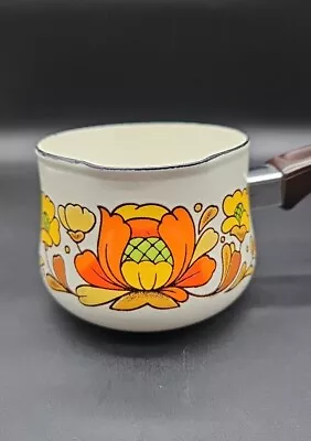 Sanko Ware Country Flowers Porcelain Enameled Steel Sauce Pan With Pour Spout • $24.50