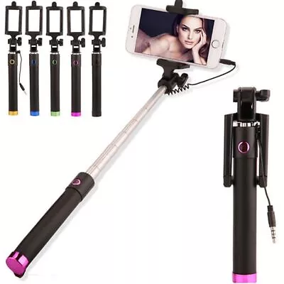 Portable Cellphone Extendable Handheld Monopod Selfie Stick Wired Photography • £4.62