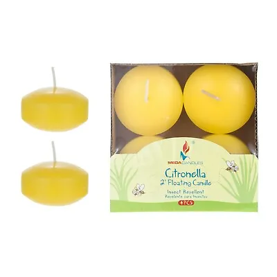 Mega Candles - 2  Citronella Scented Floating Disc Candles - Yellow Set Of 4 • $8.99