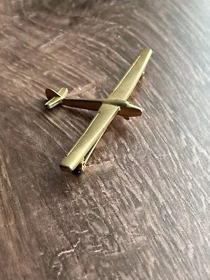 Art Deco Gold Plated Satin Gold Airplane Pin Brooch Vintage • $35.75