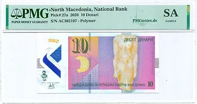 North Macedonia 10 Denari 2020 Polymer P.27a_PMG Sample UNC • $1.99