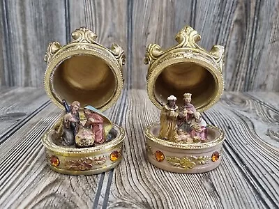 Mark Roberts 2013 Gold Toned Crown Miniature Hinged Nativity Box 3  Inches • $54.99