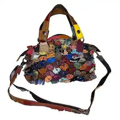 Leather Flower Embellished Multi Colored Handbag • $55