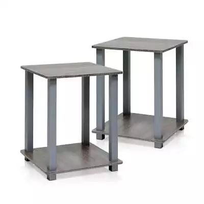 Furinno End Table French Oak Grey Wooden Top Plastic Rectangle Frame (2-Pack) • $38.01