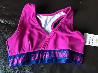 Zumba Purple Bra Top Fitness Gym Training Sports Dance Workout Ladies Size XS 6 • £6.50