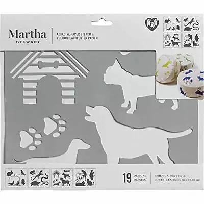 Martha Stewart Crafts Adhesive Paper Stencils Pets 19 Designs 9  X 7 1/2  Gray • $9.99