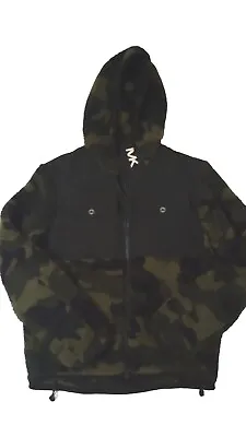 Michael Kors Unisex Sz Small Full-Zip Olive Camo Sherpa Jacket Pocket Camouflage • $17.42