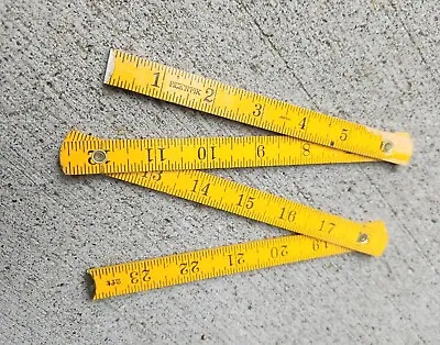 Antique Ruler Pick N Fix Wood Folding 24  Measuring Metal Trim Vintage 2 Foot • $11.99