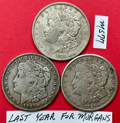 Complete 1921 PDS Morgan Silver Dollars Set Of THREE Coins ~ Morgan Dollar #M77 • $134.99