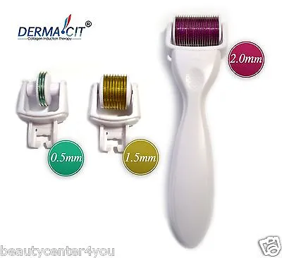 DERMA-CIT® 3-In-1 Kit Derma Roller Titanium 180/600/1200 Pins (0.5-1.5-2.0mm) • $14.99