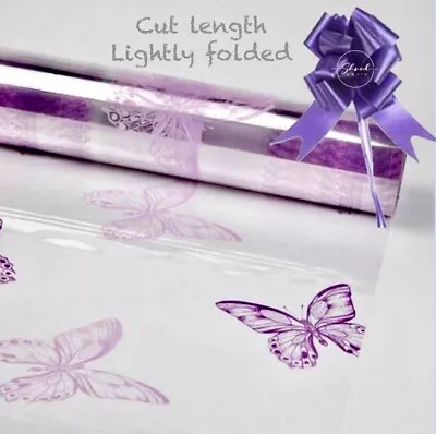 ShredAstic® Purple Lilac Butterfly Cellophane Gift Wrap Hamper Purple  Pull Bow • £0.99