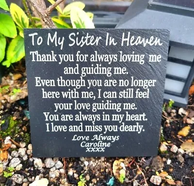 Personalised SISTER Memorial Plaque Remembrance Slate Grave Marker Birthday Love • £11.99