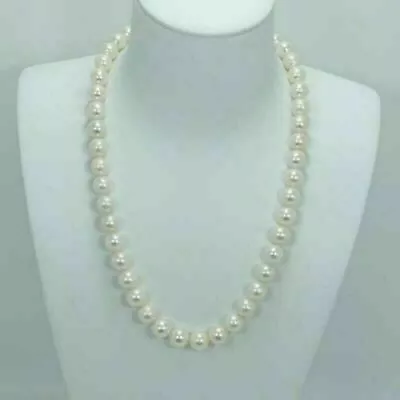 32   AAAA Japanese Akoya 9-8 Mm White Pearl Necklace 14K Yellow Gold Clasp 24  • $45