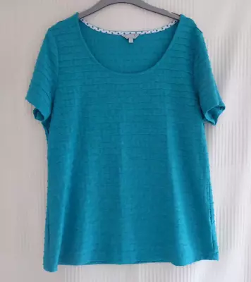 Marks & Spencer Per Una Size 16 Jade Textured Pattern Short Sleeve Top • £9.99