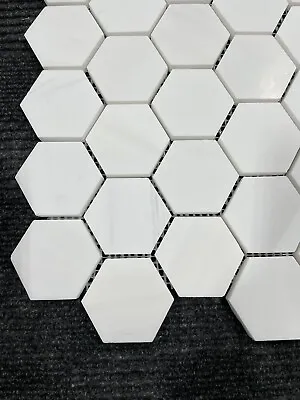 Bianco Dolomite 2” Hexagon HONED Marble Tile Mosaic Premium Grade A • $20.23