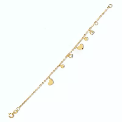 Bracelet 18k Solid Yellow Gold Heart Pearl Ball Ring Clasp For Teens And Women  • $173.39