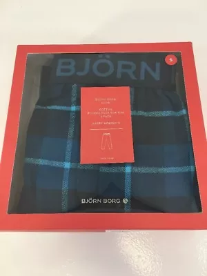 Bjorn Borg Men's Cotton Pajama Pants Blue Check Small Nwt • $41.59