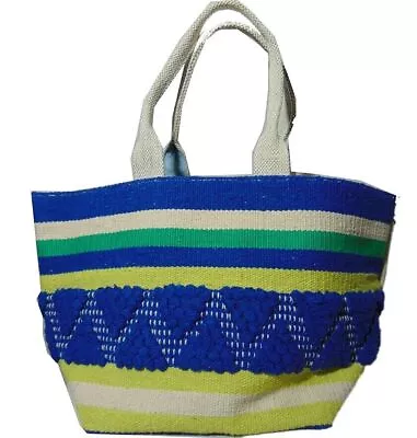 Blue Color Cotton Hand-loom Durries Kilim Rug Bag • $71.14