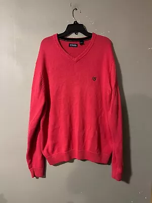 Chaps Mens XL Red V Neck Sweater 100% Cotton • $7.77