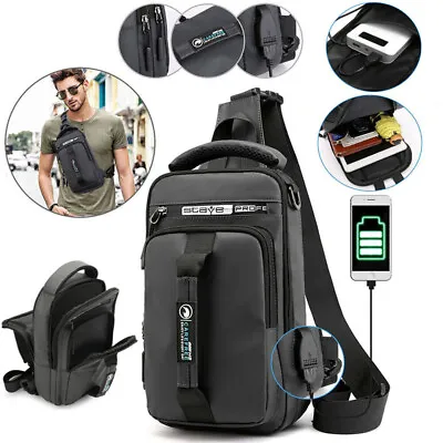 Men's Crossbody Shoulder Chest Sling Backpack Bag Messenger Anti-Theft USB Port • $12.59