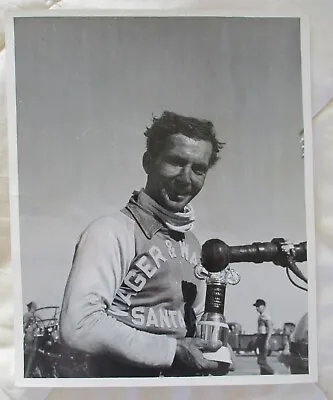 Vintage Photo Harley-davidson Ama Flat Track Racer Chuck Bosney California 1951 • $32