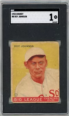 1933 Goudey #8 Roy Johnson Boston Red Sox SGC 1 • $48.99