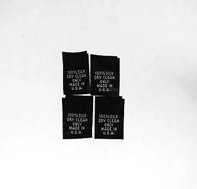 1000 Pcs WOVEN SEWING LABELS  100% SILK DRY CLEAN ONLY MADE IN USA  In BLACK • $19.75