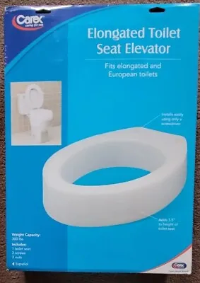 Carex 3.5” Elongated Toilet Seat Riser/Elevator For Assistance Bending/Sitting • $29.99
