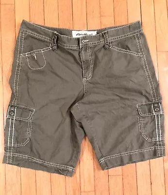 Eddie Bauer Vintage Y2k Sz 18 Green Mid Tigh Bermuda Cargo Skate Shorts 100% Cot • $14.40