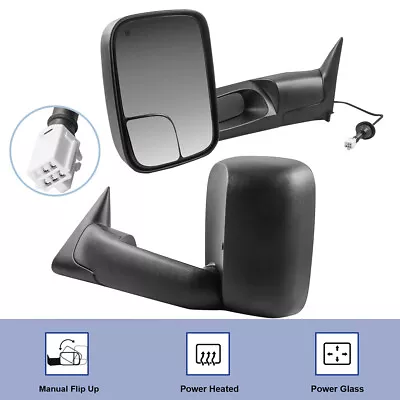 Pair Power Heated Tow Mirrors For 1998-2001 Dodge Ram 1500 2500 3500 • $101.95