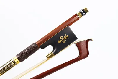Full Size Violin Bow 4/4 Brazilwood Stick Ebony Frog With Nice Inlay Straight • $27.60