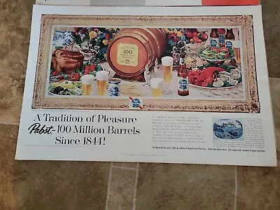 (VTG) 1958 Pabst Beer 100 Millionth Barrel Salesman Sample Life Magazine Ad Sign • $24.99