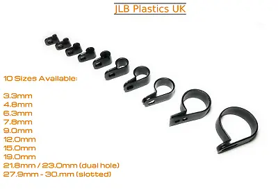 £2.49 • Buy Black Nylon Plastic P Clip Fastener Clamp, Hose Conduit Tubing Cable Tidy