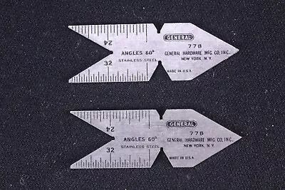 2 General Hardware Mfg Co 60 Degree Angle Center Gages Gauges No. 778 • $14.95