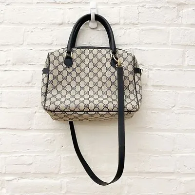 Gucci || Vintage Monogram Canvas Satchel Crossbody Strap GG Navy • $348.85