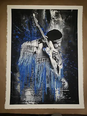 Jimi Hendrix 2015 Fine Art Print By Mr Brainwash With Blue Drip Paint Signed #d • $2094.99