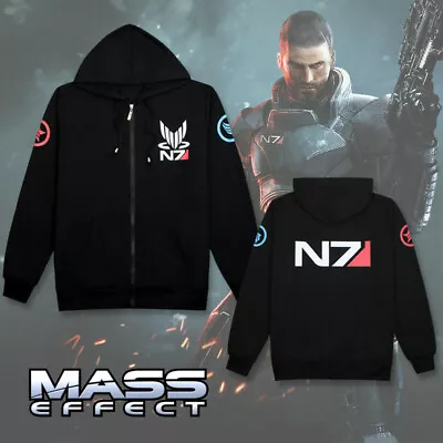 Mass Effect John·Shepard N7 Cosplay Jacket Coat Hoodie Sweatshirt Black Unisex • $26.33