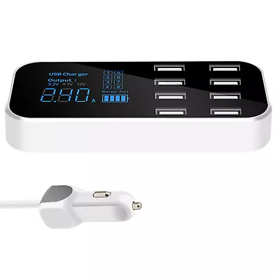 8 Port USB Fast Car Charger Multi-Port LCD Display Phone Charger USB Hub I7U2 • $14.60